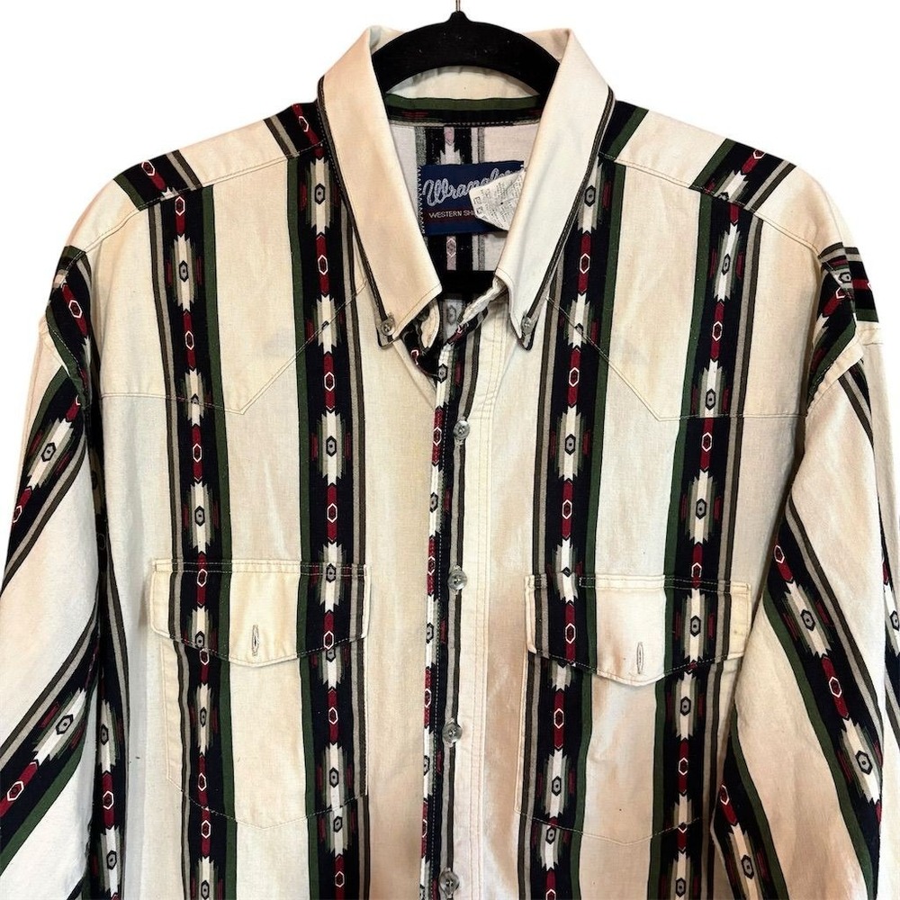 Vintage Wrangler Men's Geometric Western Shirt XL‎ Multicolor Long Sleeve